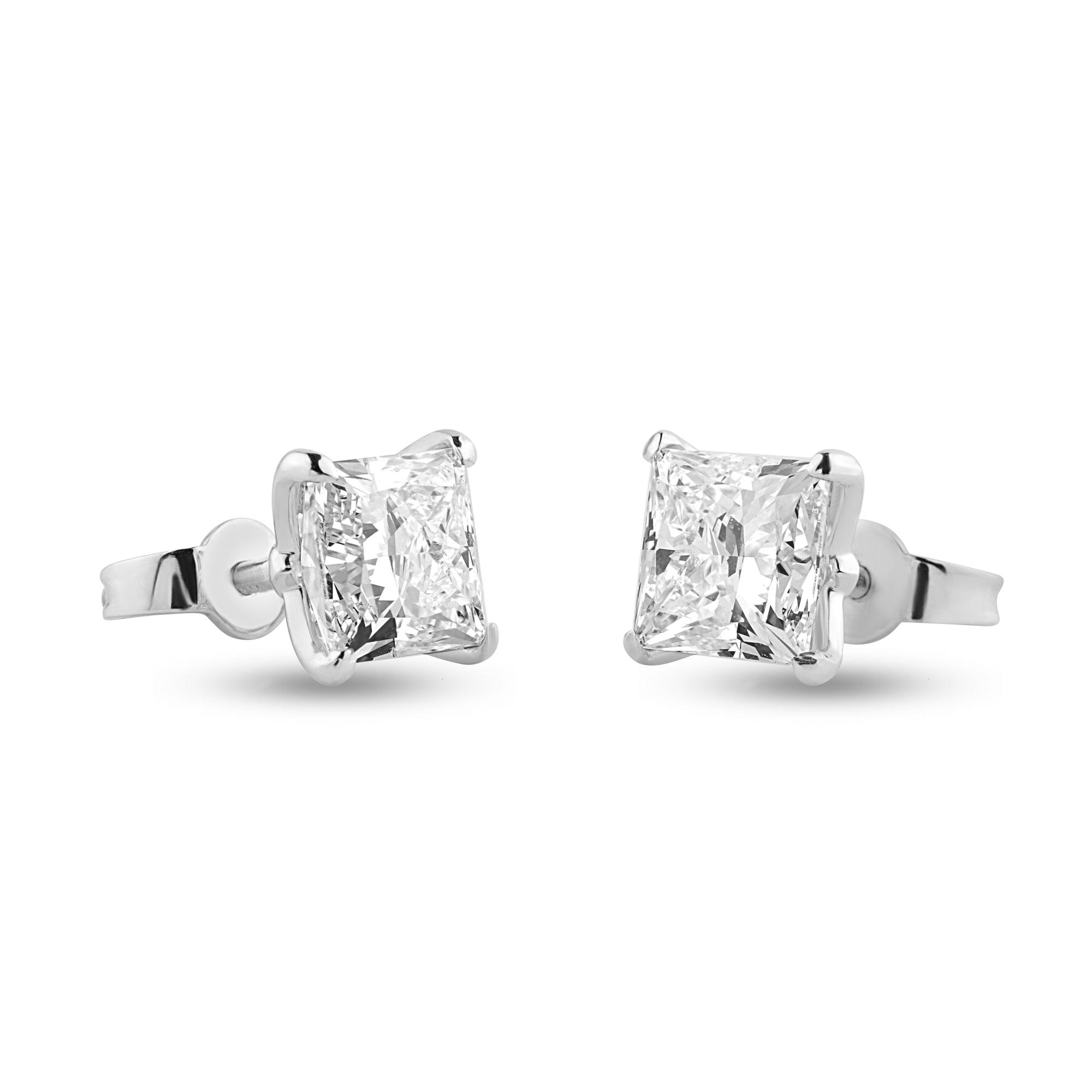 1.35ct Princess Lab Diamond Stud Earrings - Harmony Bound