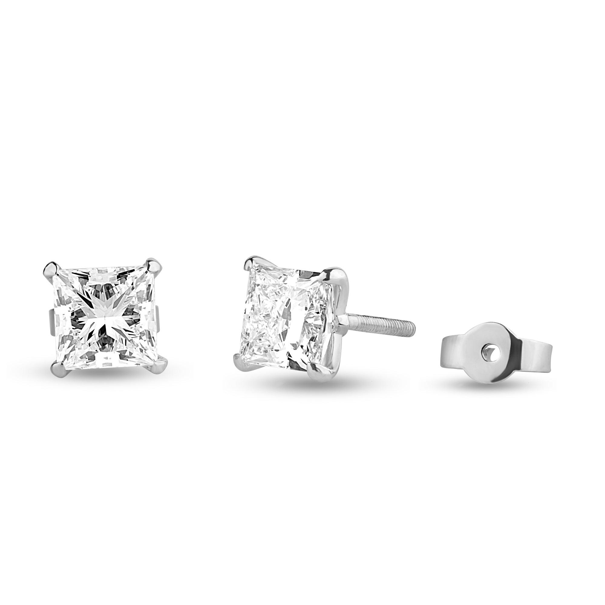 1.35ct Princess Lab Diamond Stud Earrings - Harmony Bound
