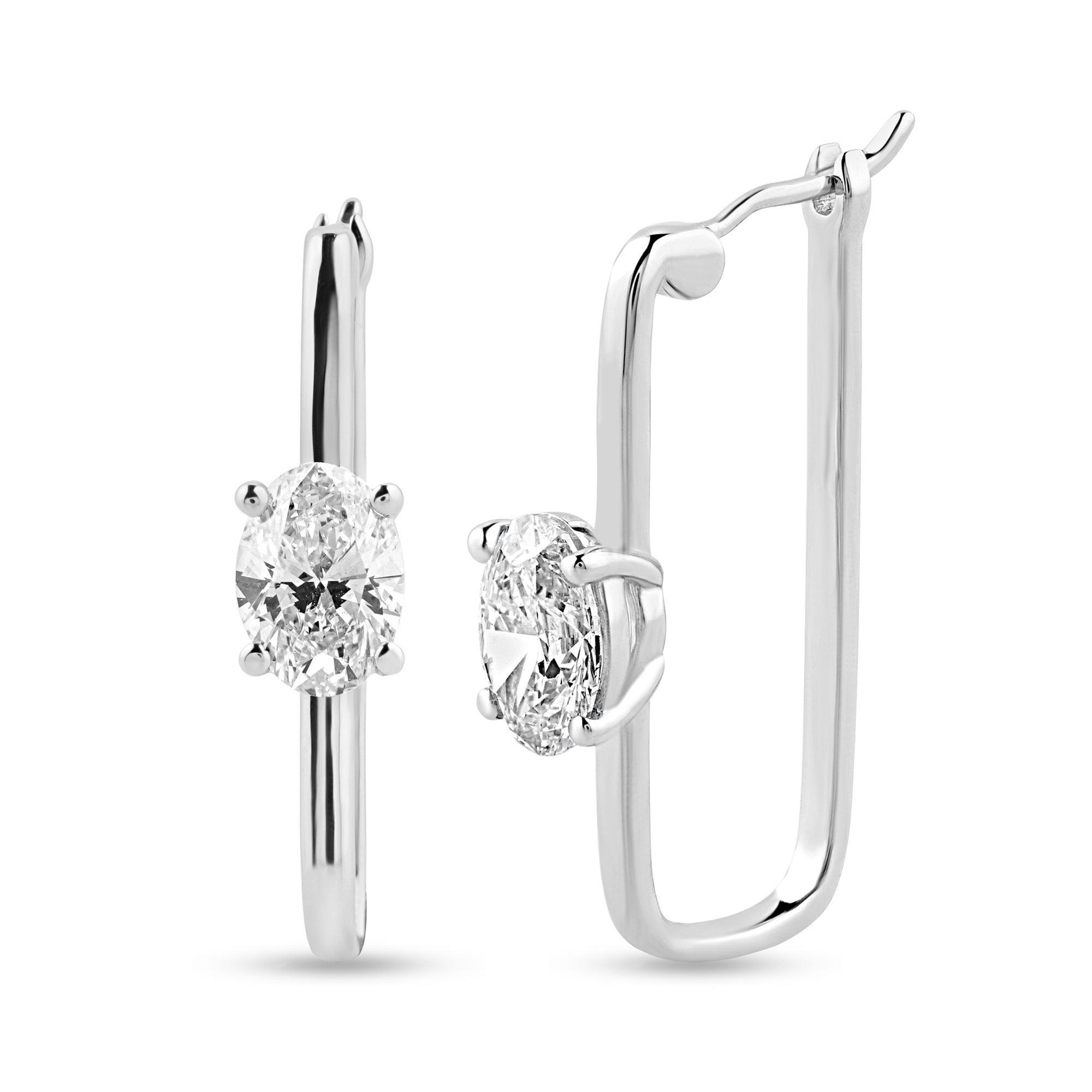 1ct Oval Lab Diamond Hoop Earrings - Harmony Bound