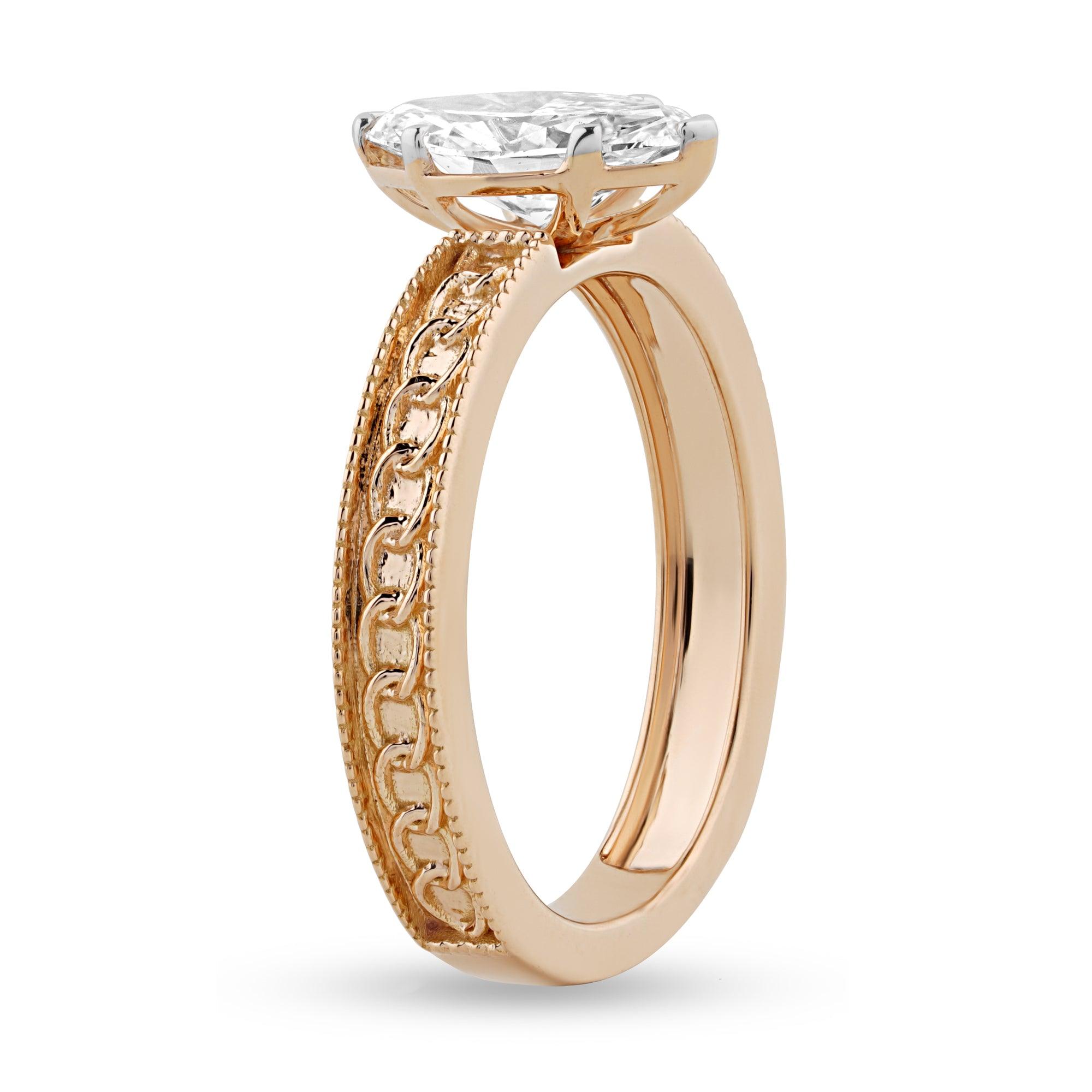 Entwined Solitaire Ring with 1.02ct Marquise Lab Diamond - Harmony Bound
