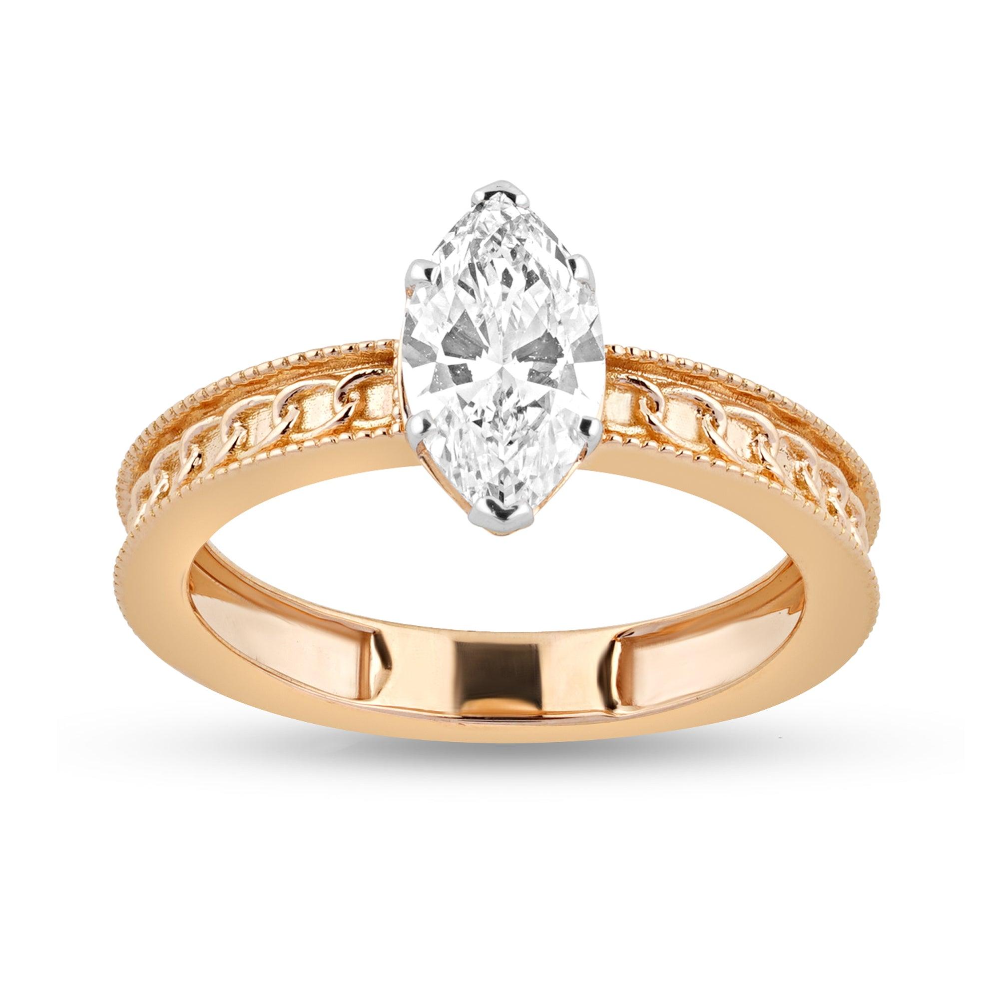 Entwined Solitaire Ring with 1.02ct Marquise Lab Diamond - Harmony Bound
