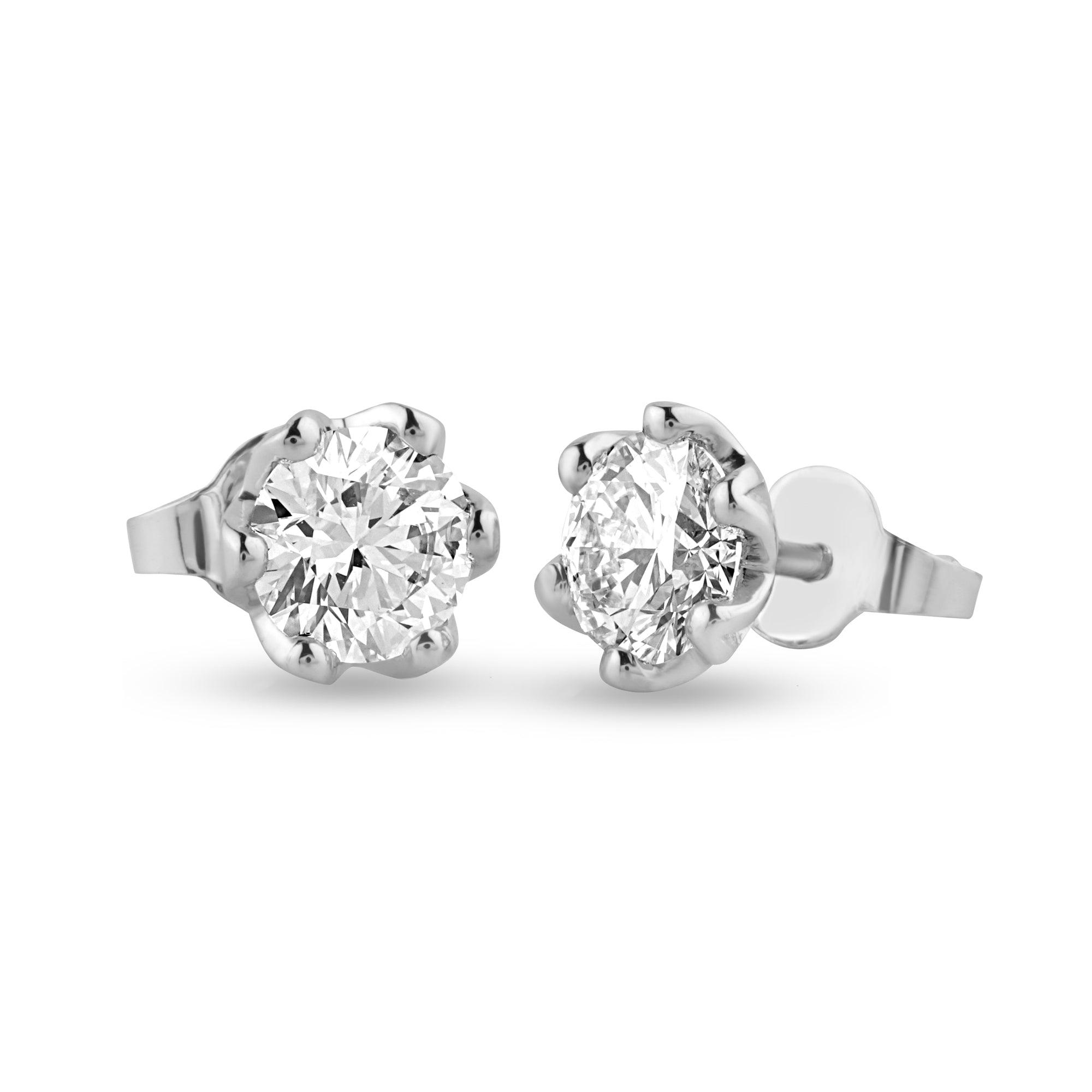 Floral .88ct Round Lab Diamond Stud Earrings - Harmony Bound