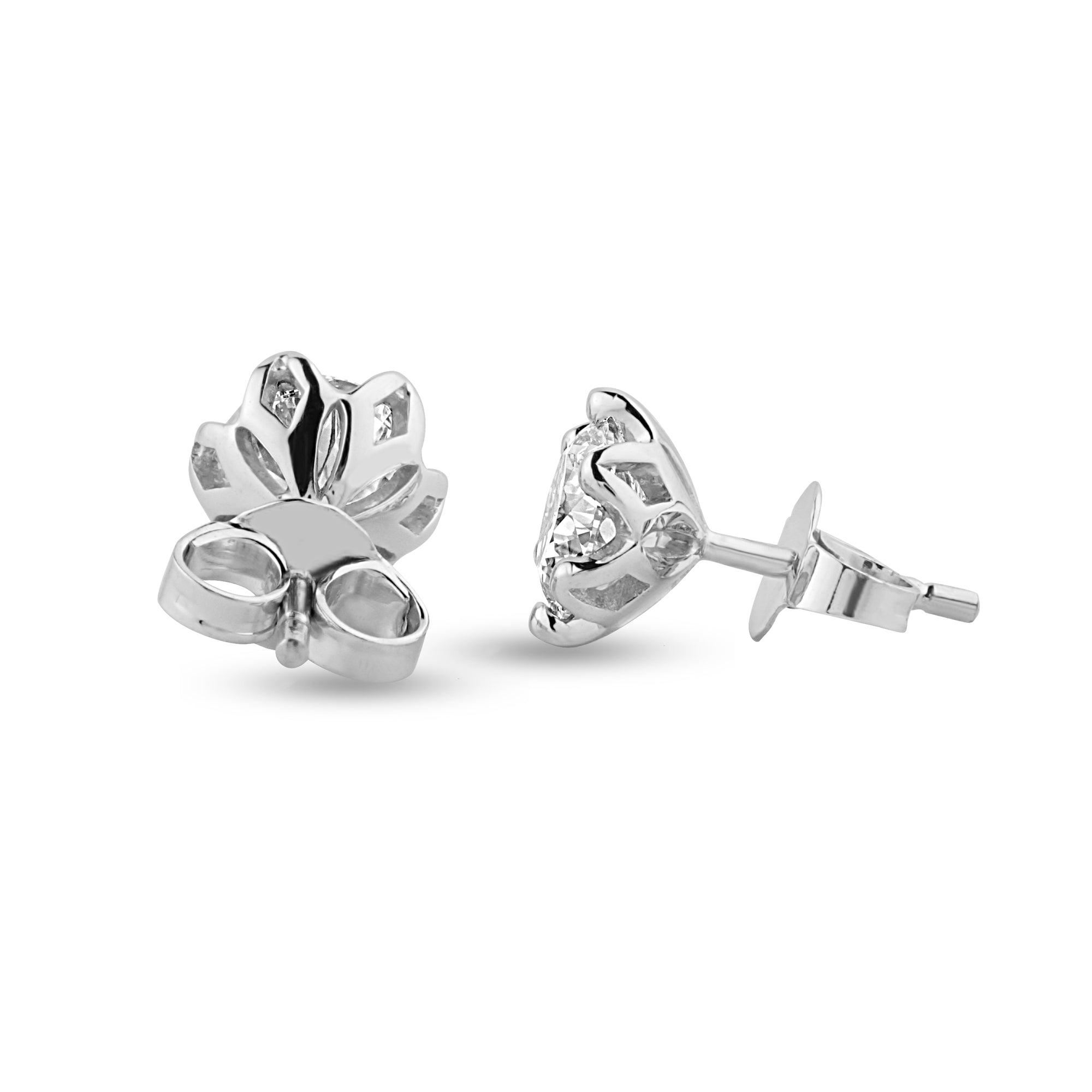 Floral .88ct Round Lab Diamond Stud Earrings - Harmony Bound