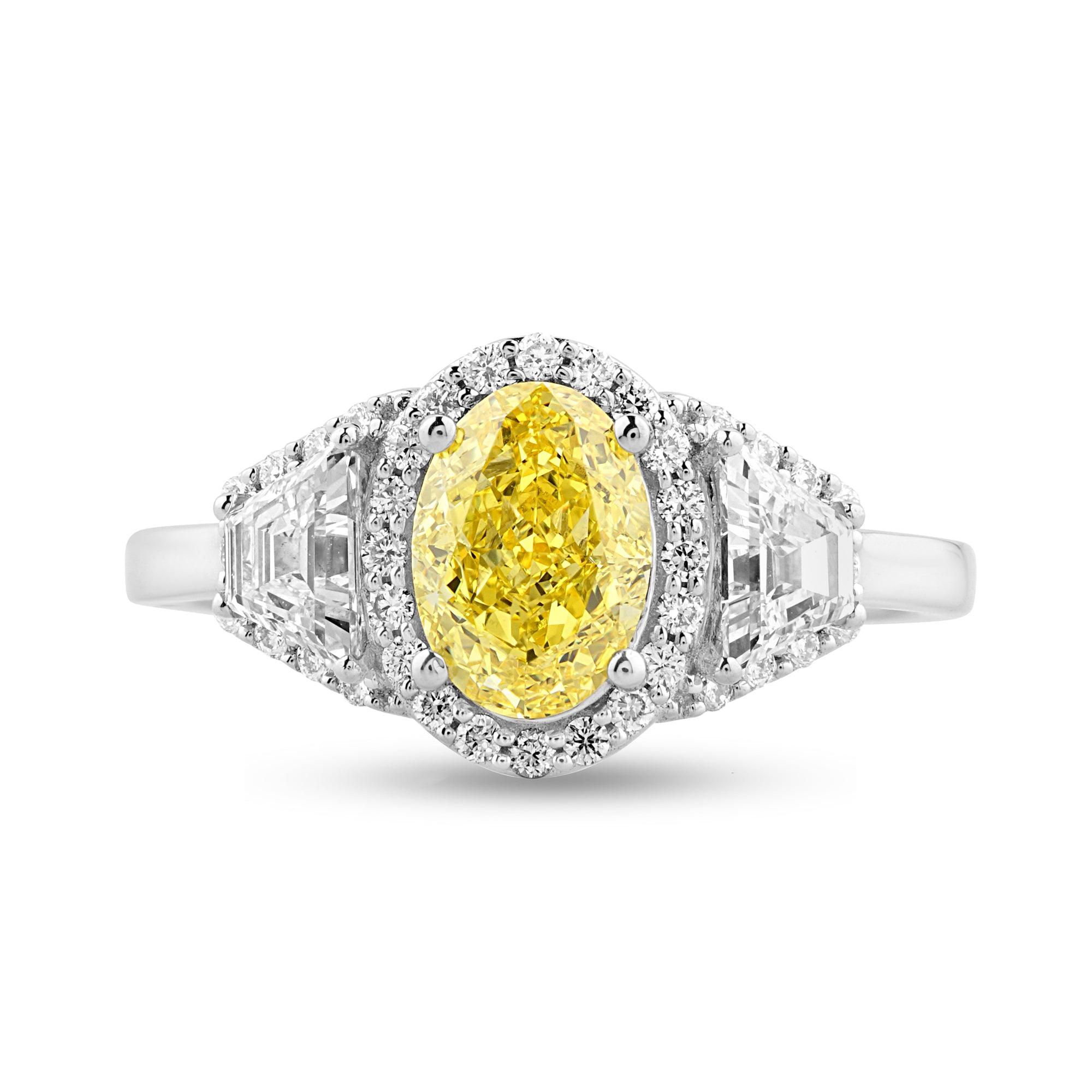 Halo Ring with 1.24ct Oval Yellow Lab Diamond Center Stone - Harmony Bound