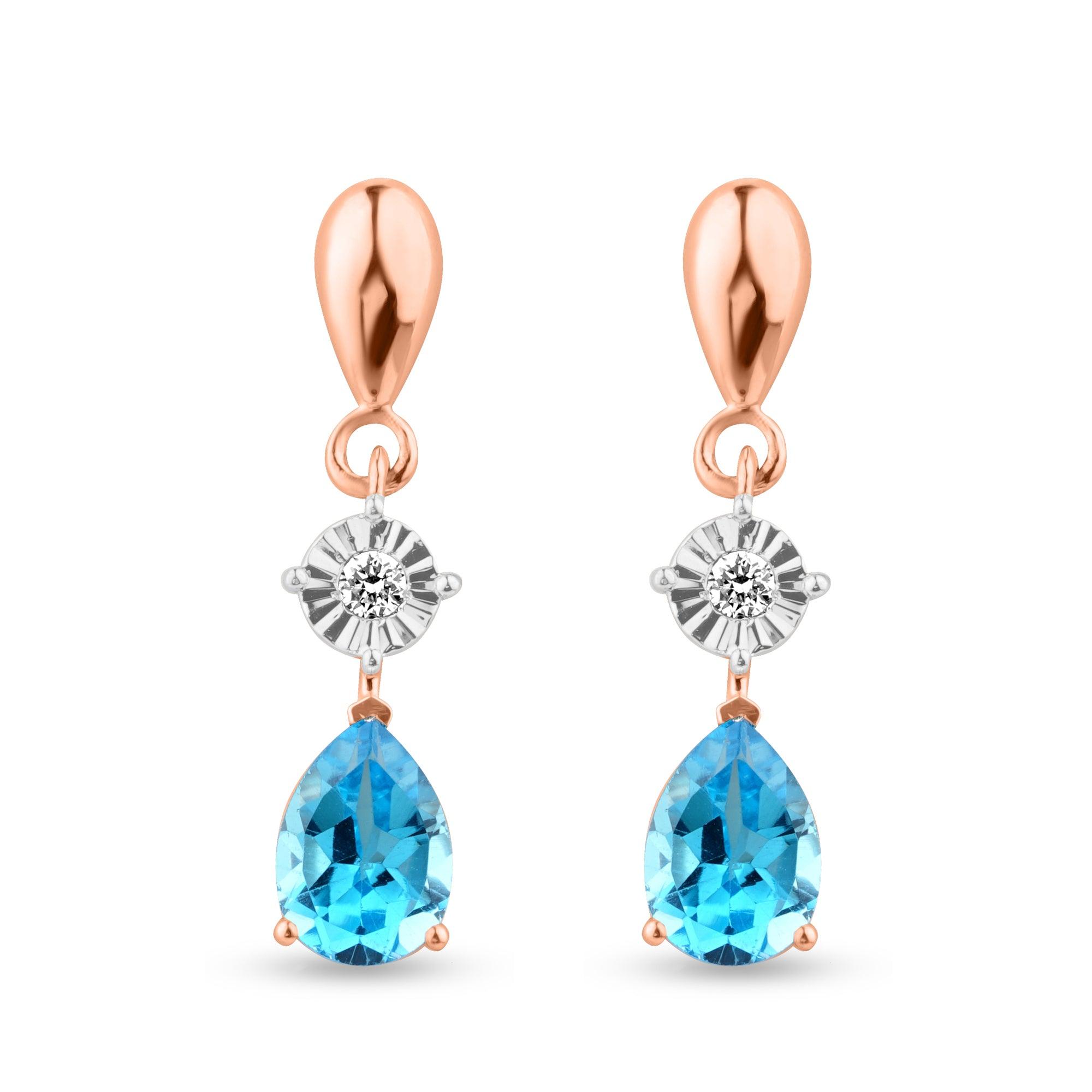 Legacy 3.67ct Round and Royal Pear Lab Diamond Rose Gold Earrings - Harmony Bound