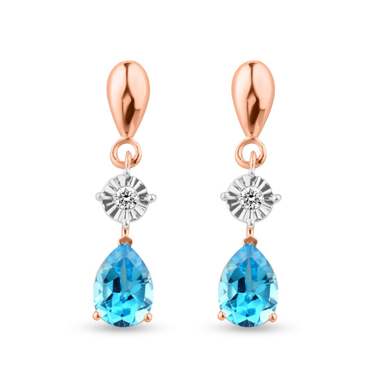Legacy 3.67ct Round and Royal Pear Lab Diamond Rose Gold Earrings - Harmony Bound