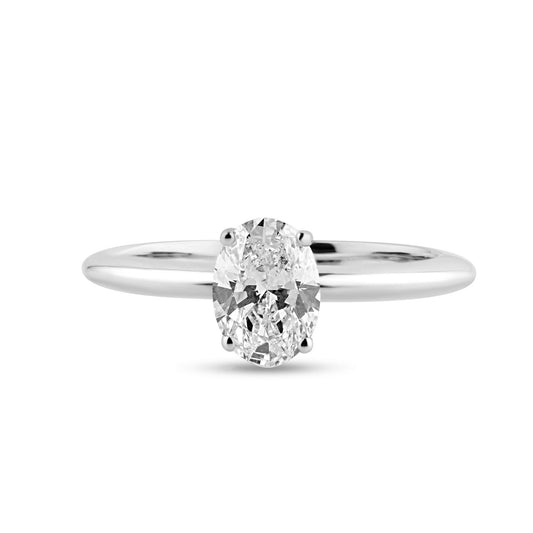 Lunar Elegance Solitaire with 1ct Oval Lab Diamond - Harmony Bound
