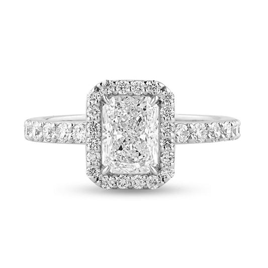 Moissanite Halo Ring with 1.18ct Radiant Center Stone - Harmony Bound