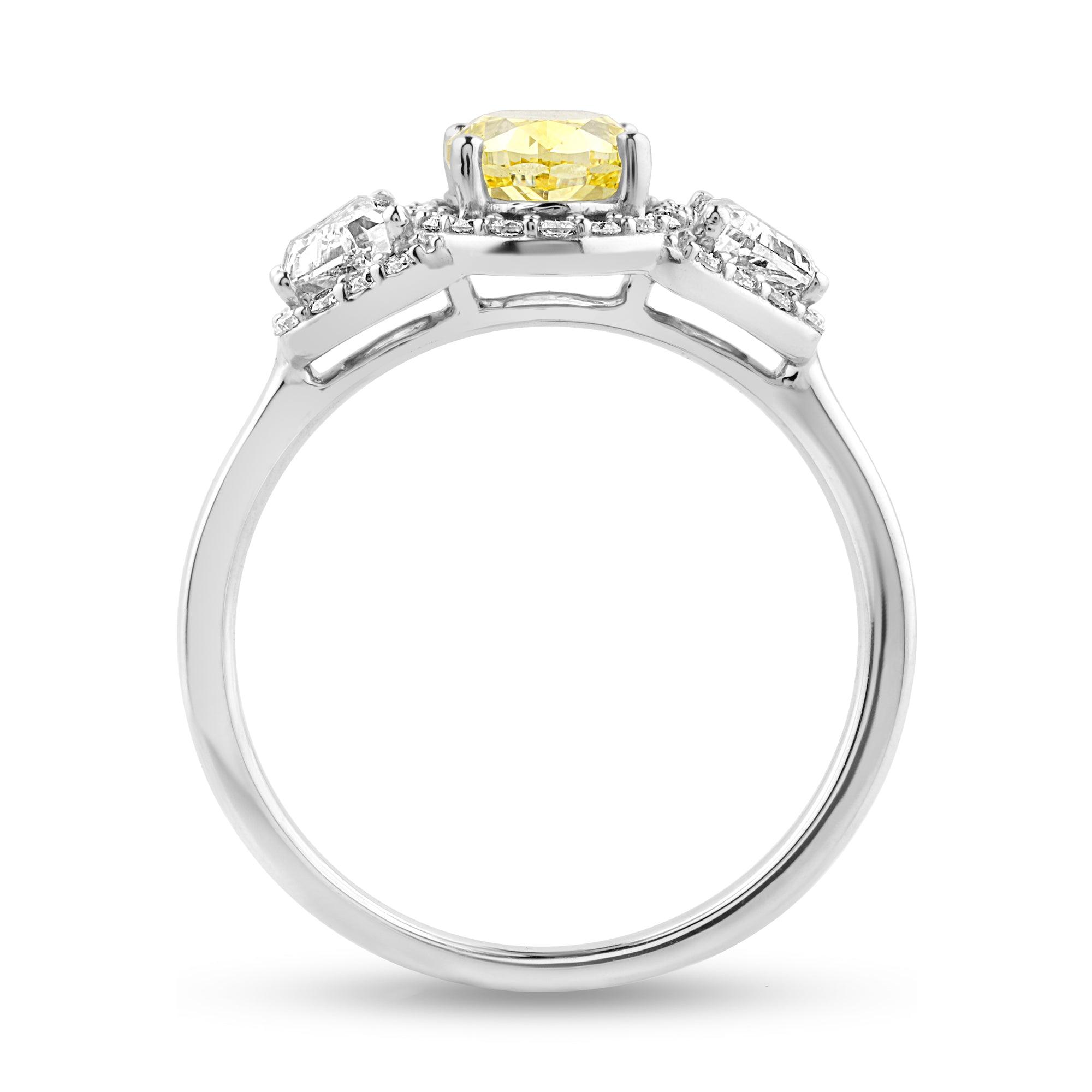 Moissanite Halo Ring with 1.24ct Oval Yellow Center Stone - Harmony Bound