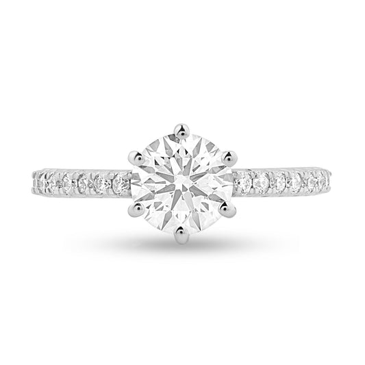 Moissanite Side Stone Ring with 1ct Round Center Stone - Harmony Bound