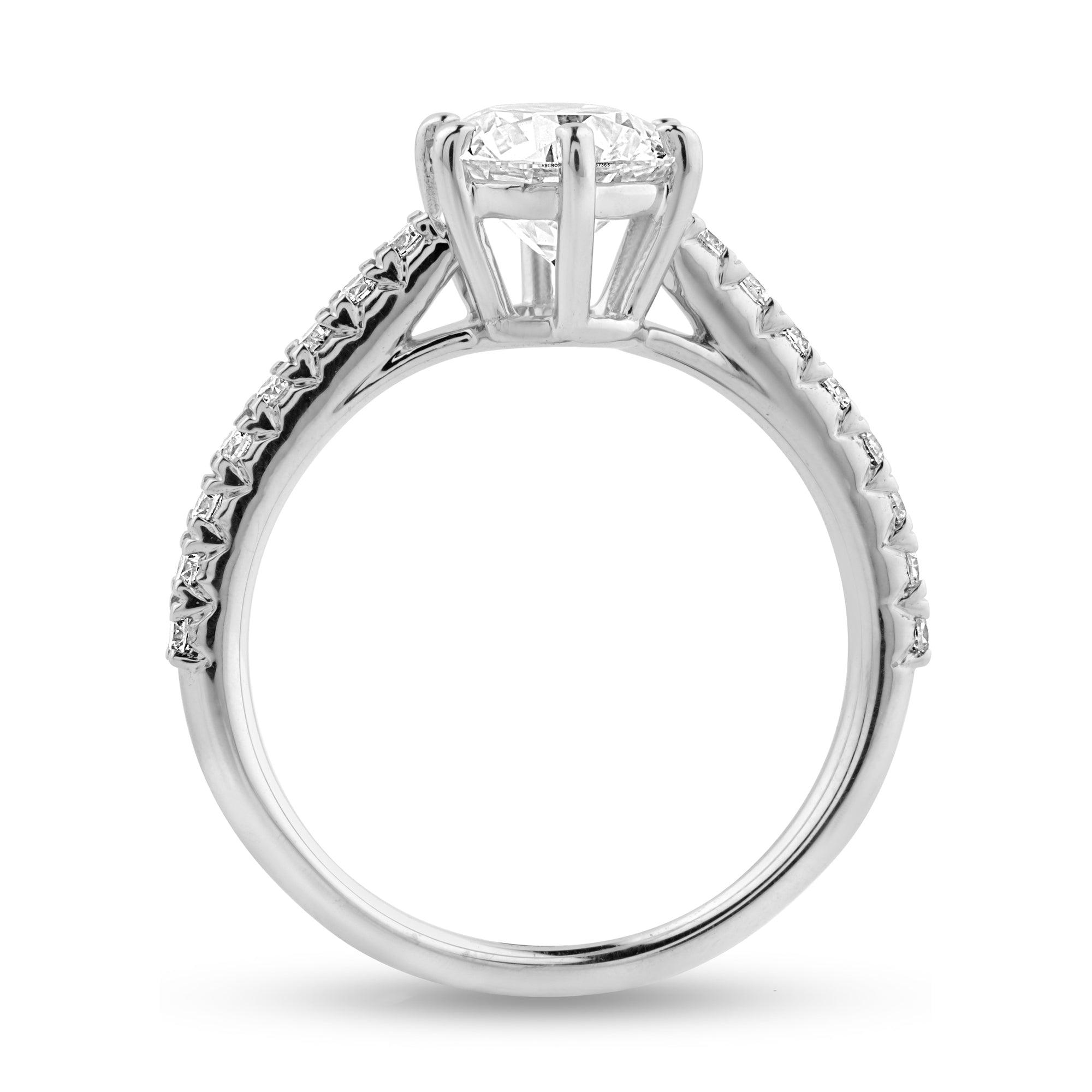 Moissanite Side Stone Ring with 1ct Round Center Stone - Harmony Bound