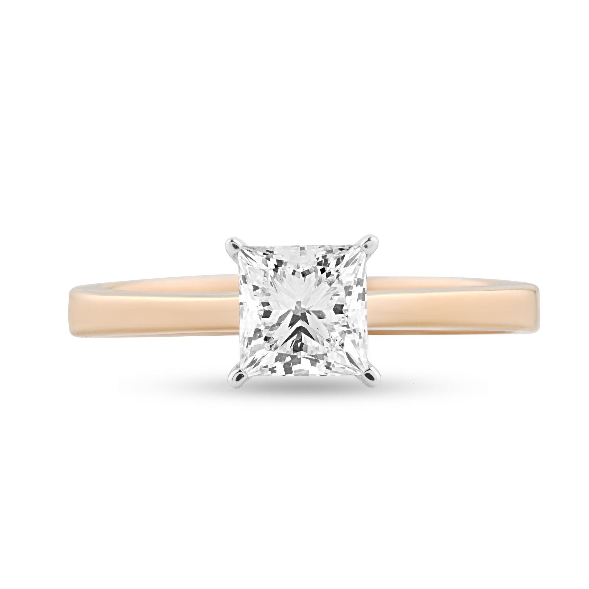 Moissanite Solitaire Ring with 1.04ct Princess Center Stone - Harmony Bound