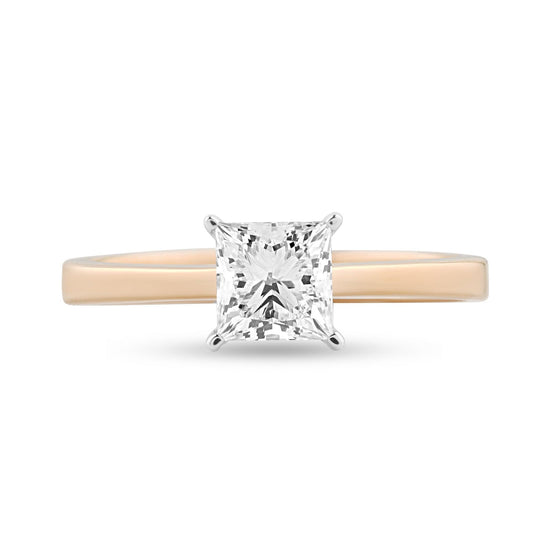 Moissanite Solitaire Ring with 1.04ct Princess Center Stone - Harmony Bound