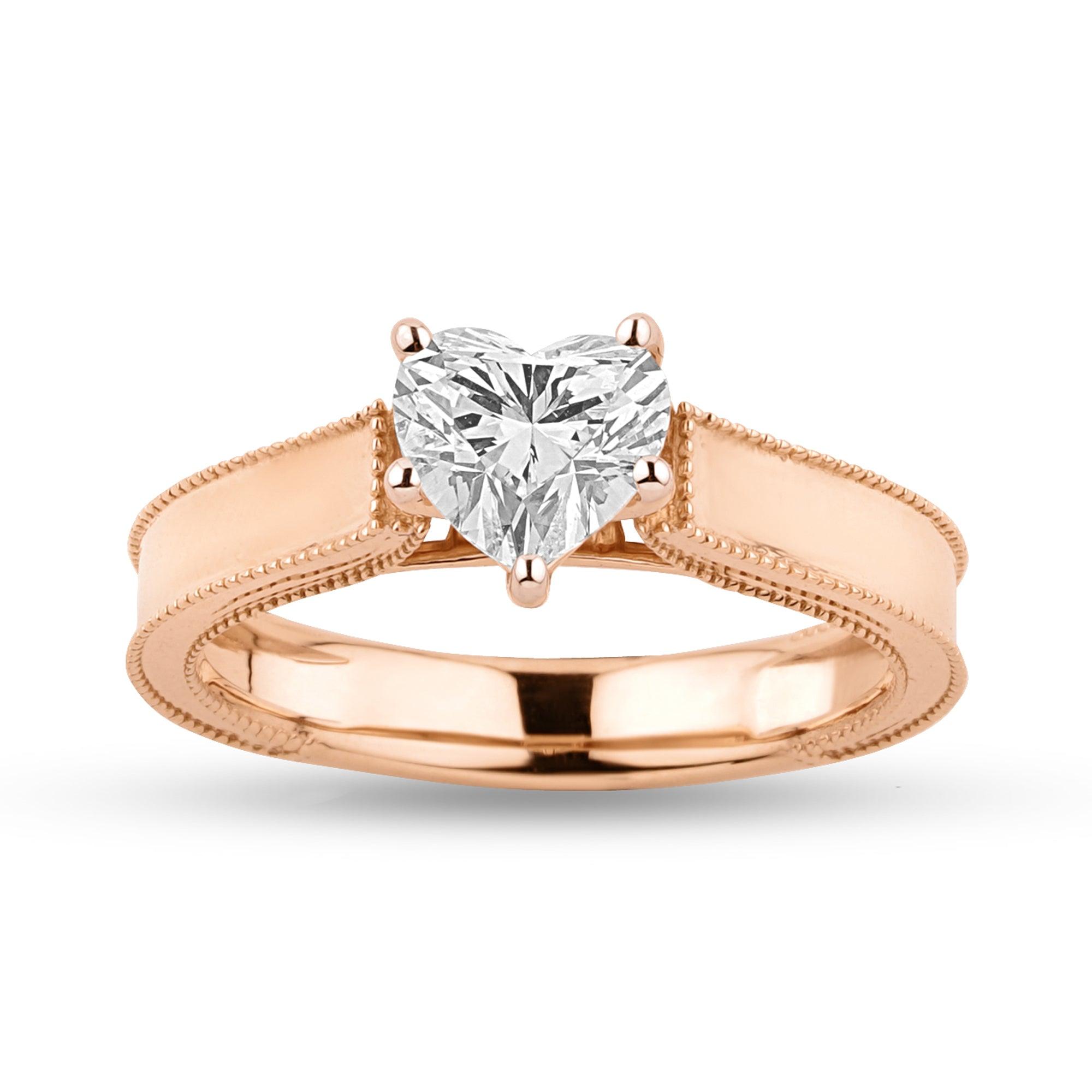 Moissanite Solitaire Ring with 1.22ct Heart Center Stone - Harmony Bound
