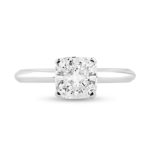 Moissanite Solitaire Ring with 1.25ct Cushion Center Stone - Harmony Bound