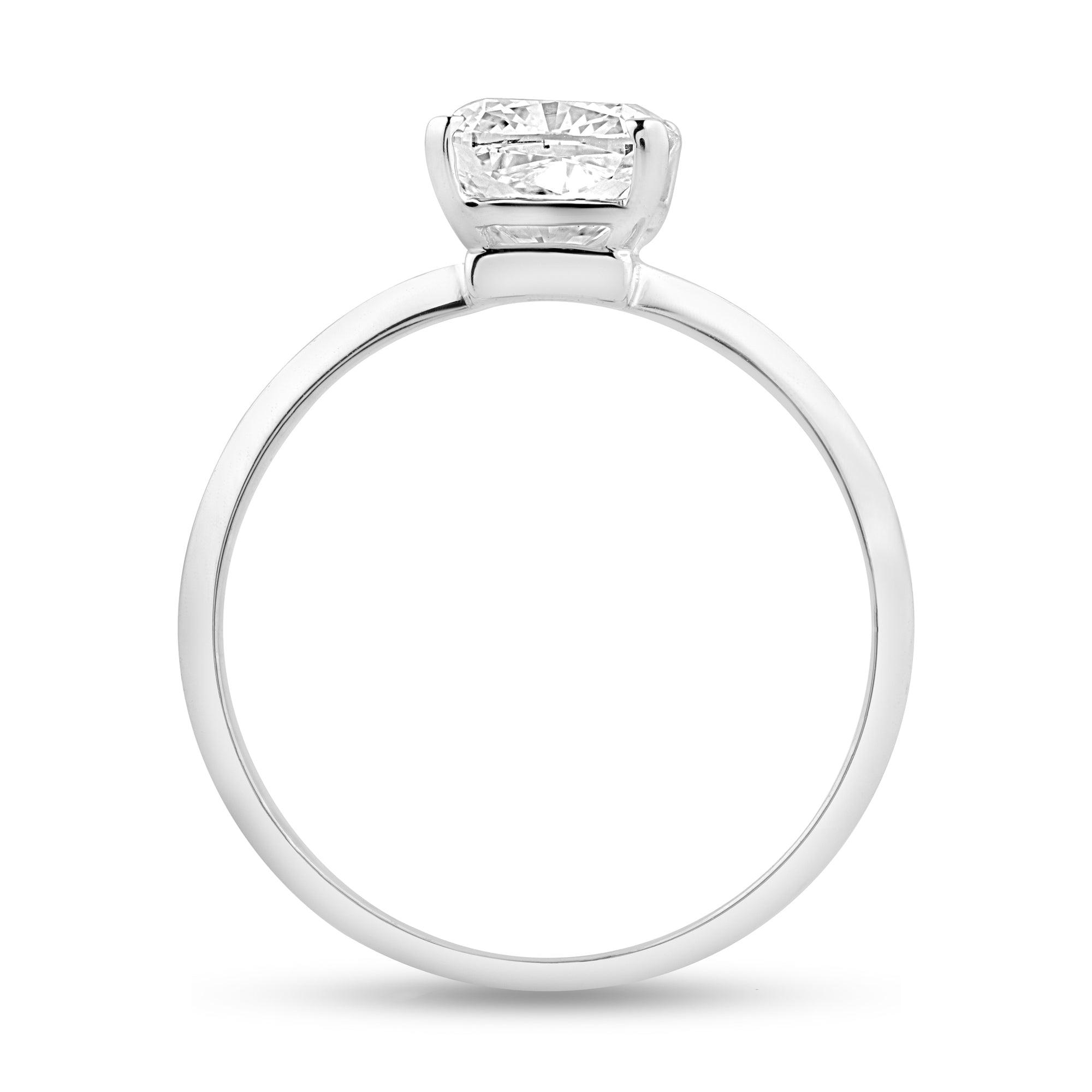Moissanite Solitaire Ring with 1.25ct Cushion Center Stone - Harmony Bound