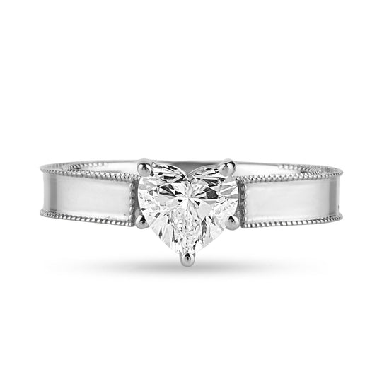Moissanite Solitaire Ring with 1.3ct Heart Center Stone - Harmony Bound