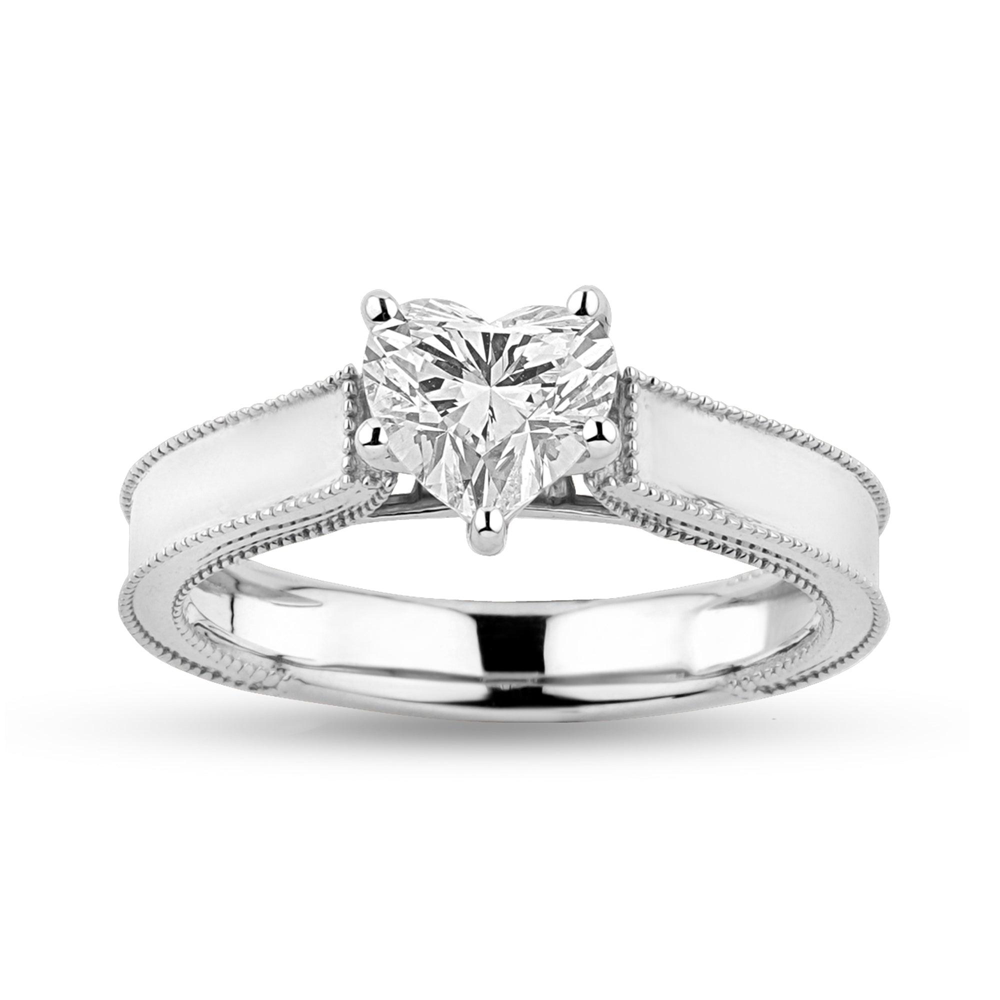 Moissanite Solitaire Ring with 1.3ct Heart Center Stone - Harmony Bound