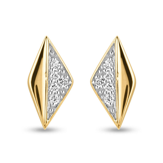 Rosette 0.1ct Round Lab Diamond Yellow Gold Earrings - Harmony Bound