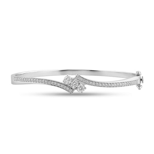 Side Stone 1ct White Gold Lab Diamond Bracelet - Harmony Bound