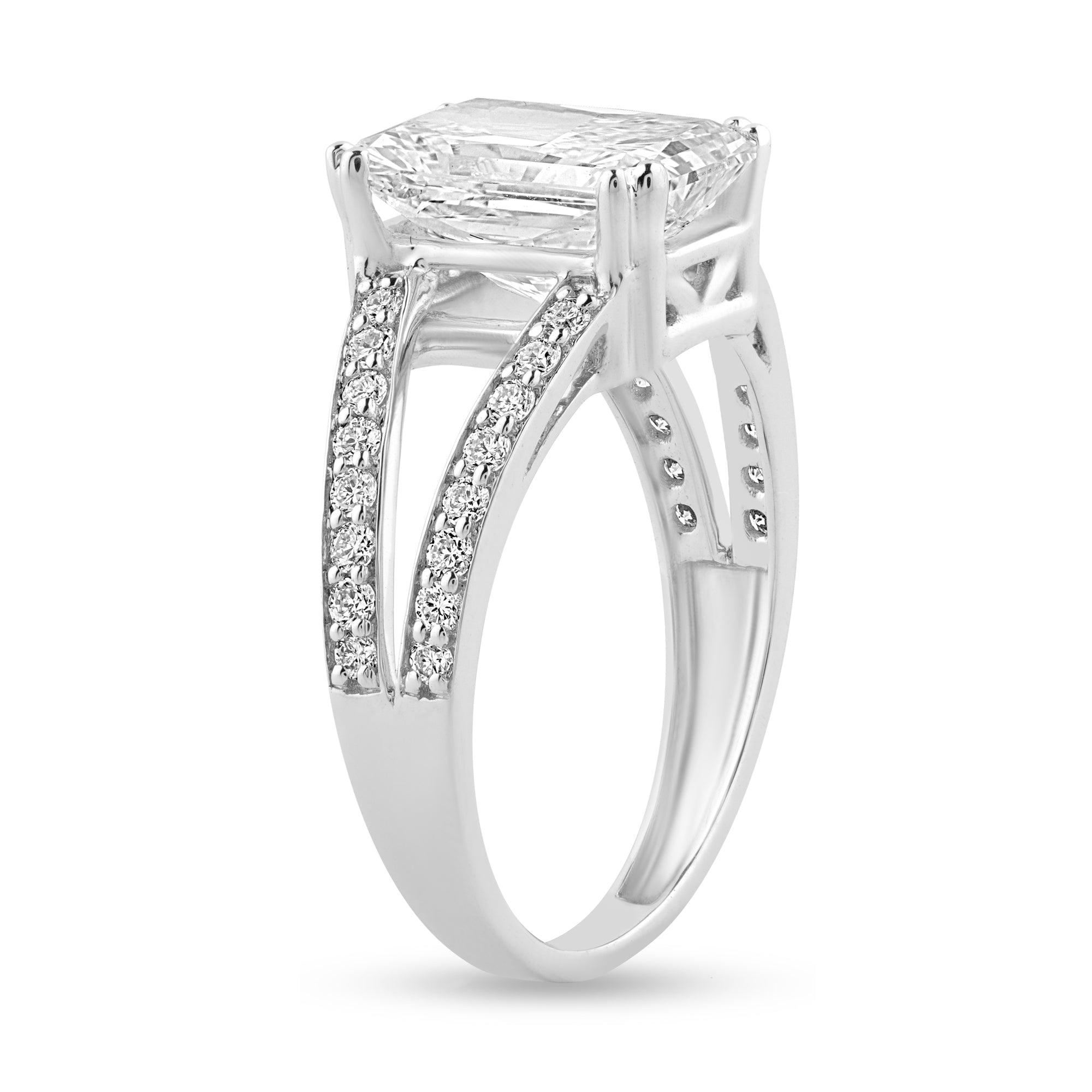 Side Stone Ring with 2.93ct Radiant Lab Diamond Center Stone - Harmony Bound