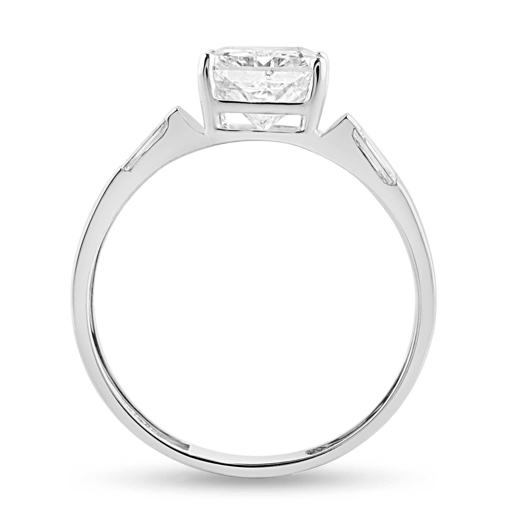 Side Stone Ring with 3.42ct Radiant Lab Diamond Center Stone - Harmony Bound