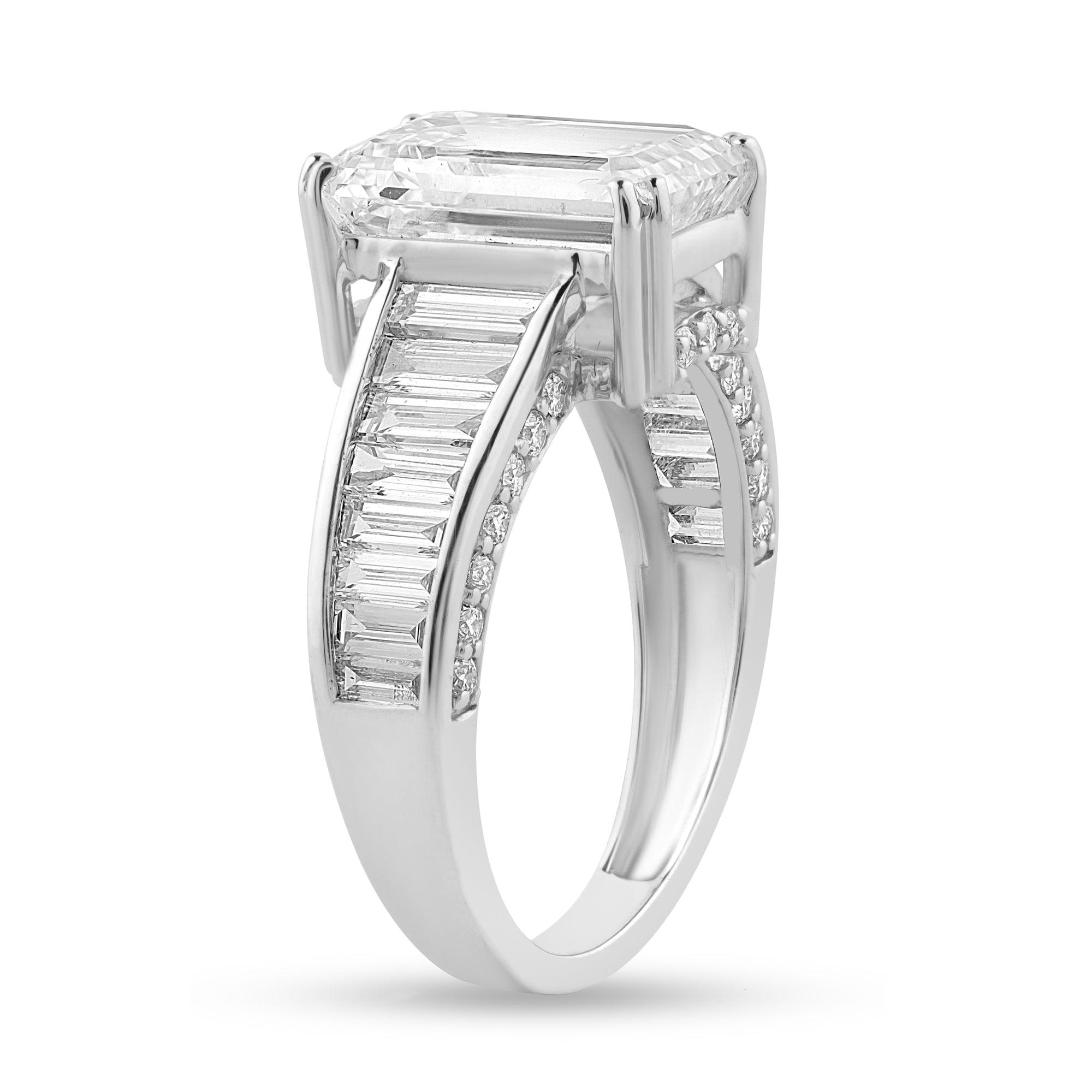Side Stone Ring with 3ct Emerald Lab Diamond Center Stone - Harmony Bound