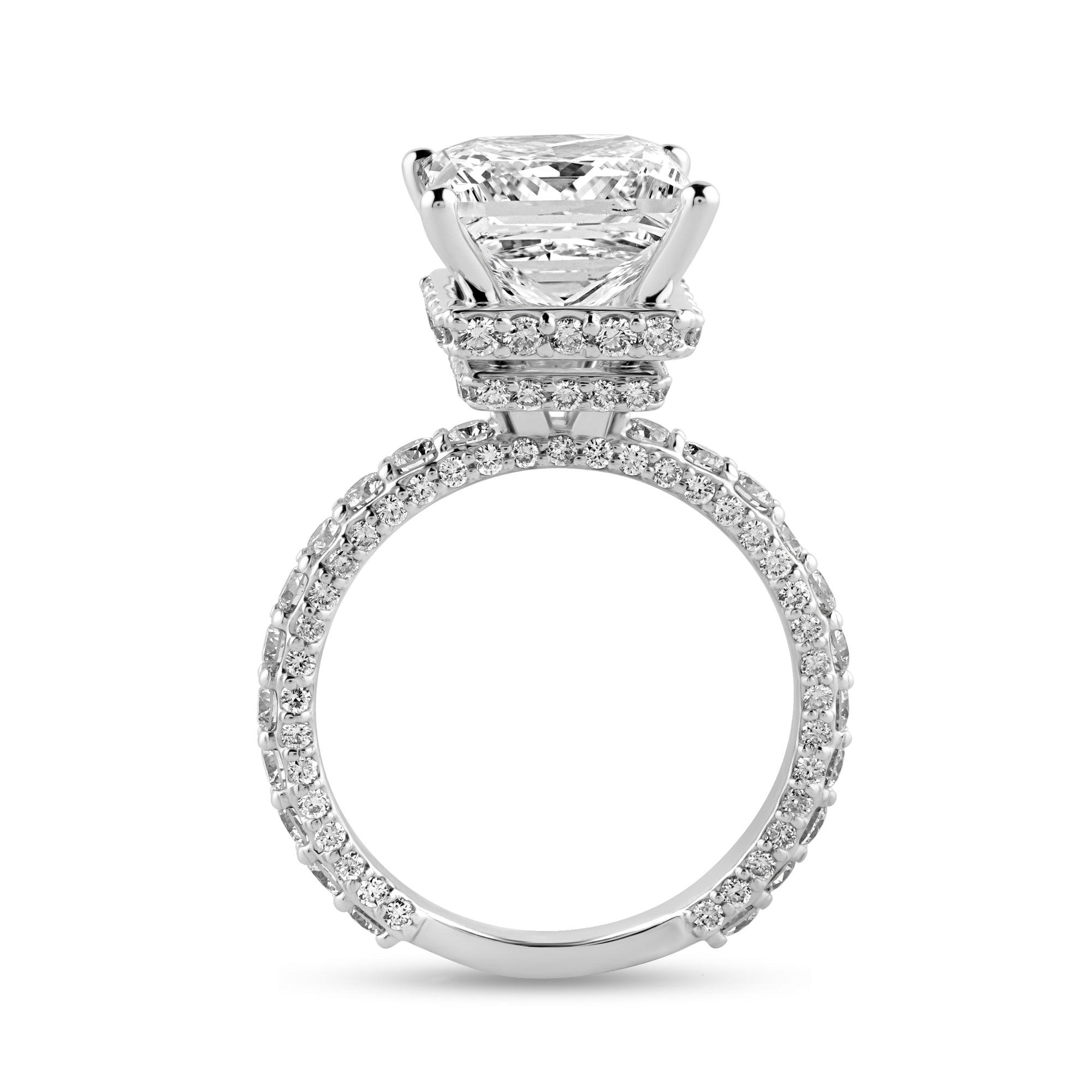 Side Stone Ring with 5.6ct Princess Lab Diamond Center Stone - Harmony Bound