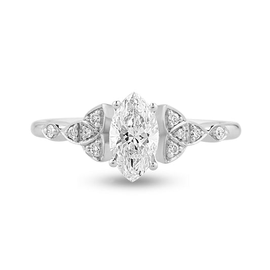 Side Stone Ring with .77ct Marquise Lab Diamond Center Stone - Harmony Bound