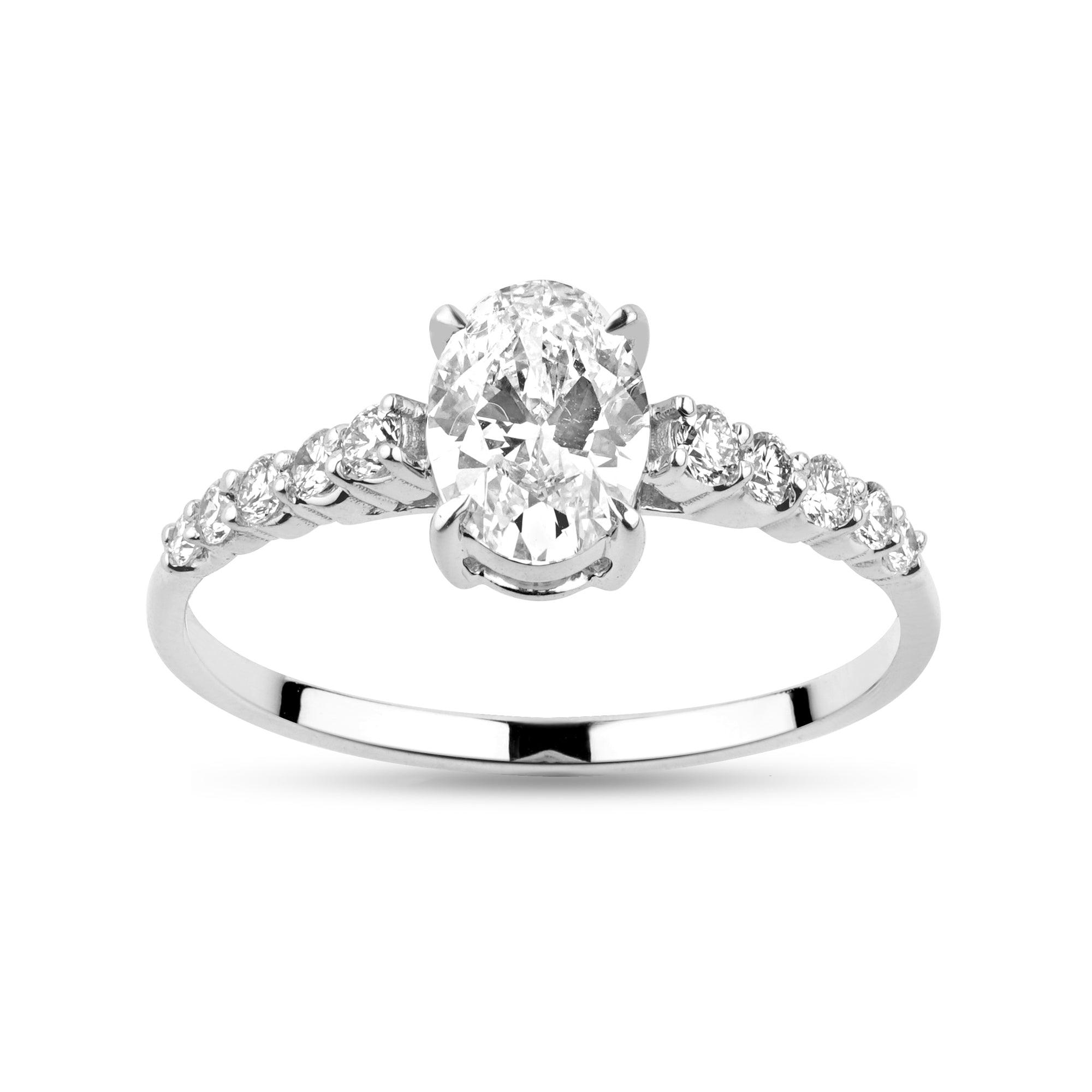 Side Stone Ring with .94ct Oval Lab Diamond Center Stone - Harmony Bound