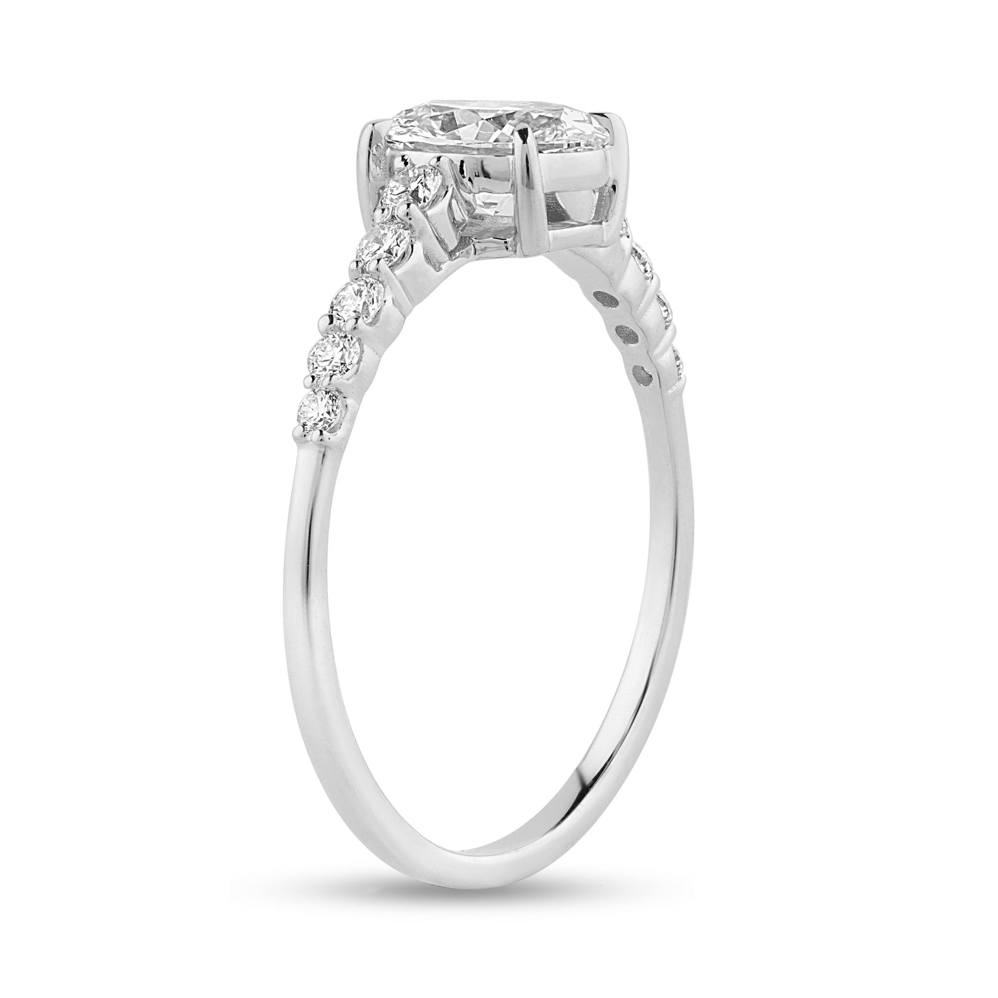 Side Stone Ring with .94ct Oval Lab Diamond Center Stone - Harmony Bound