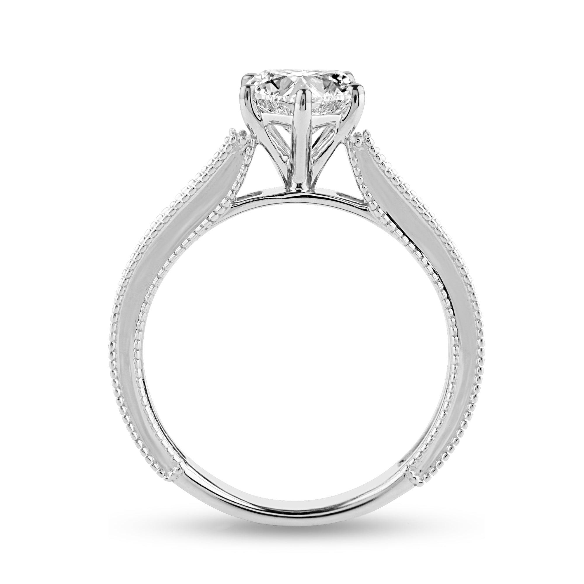 Solitaire Ring with 1.3ct Heart Lab Diamond - Harmony Bound