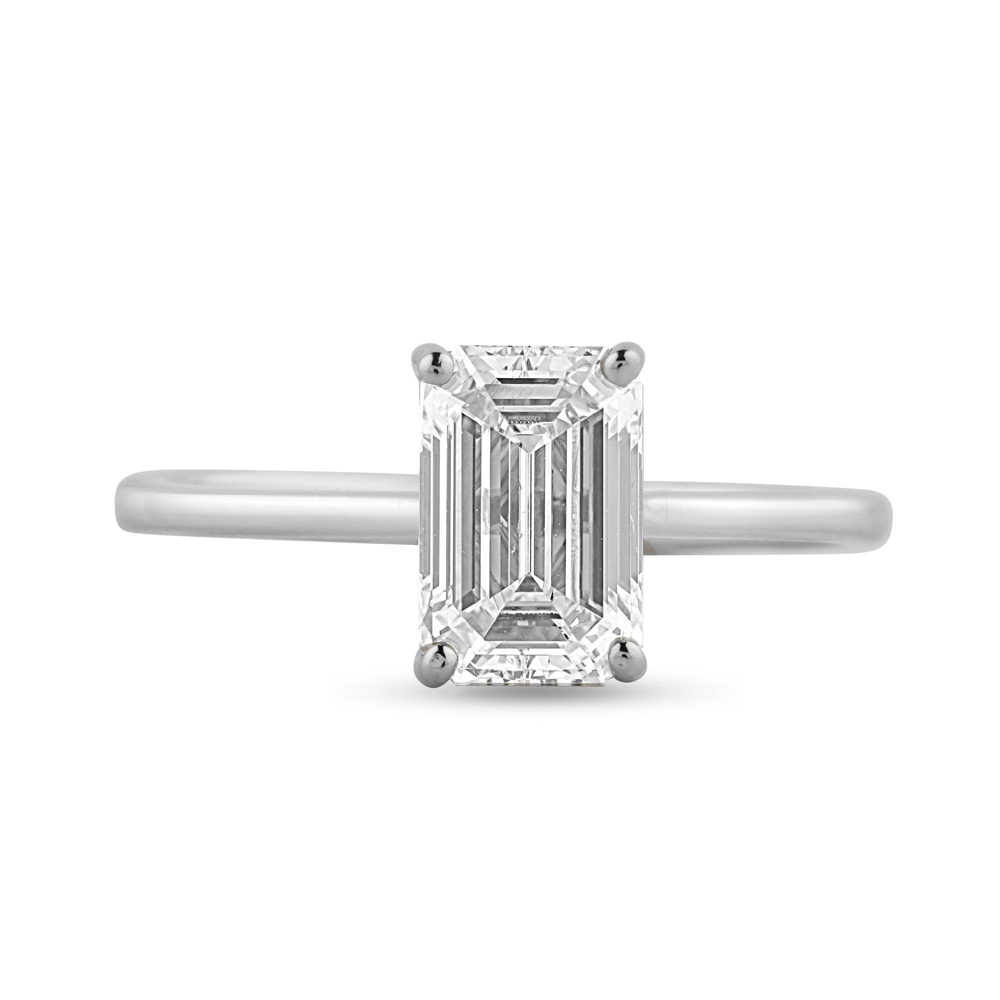 Solitaire ring with 1.46ct Emerald Lab Diamond - Harmony Bound