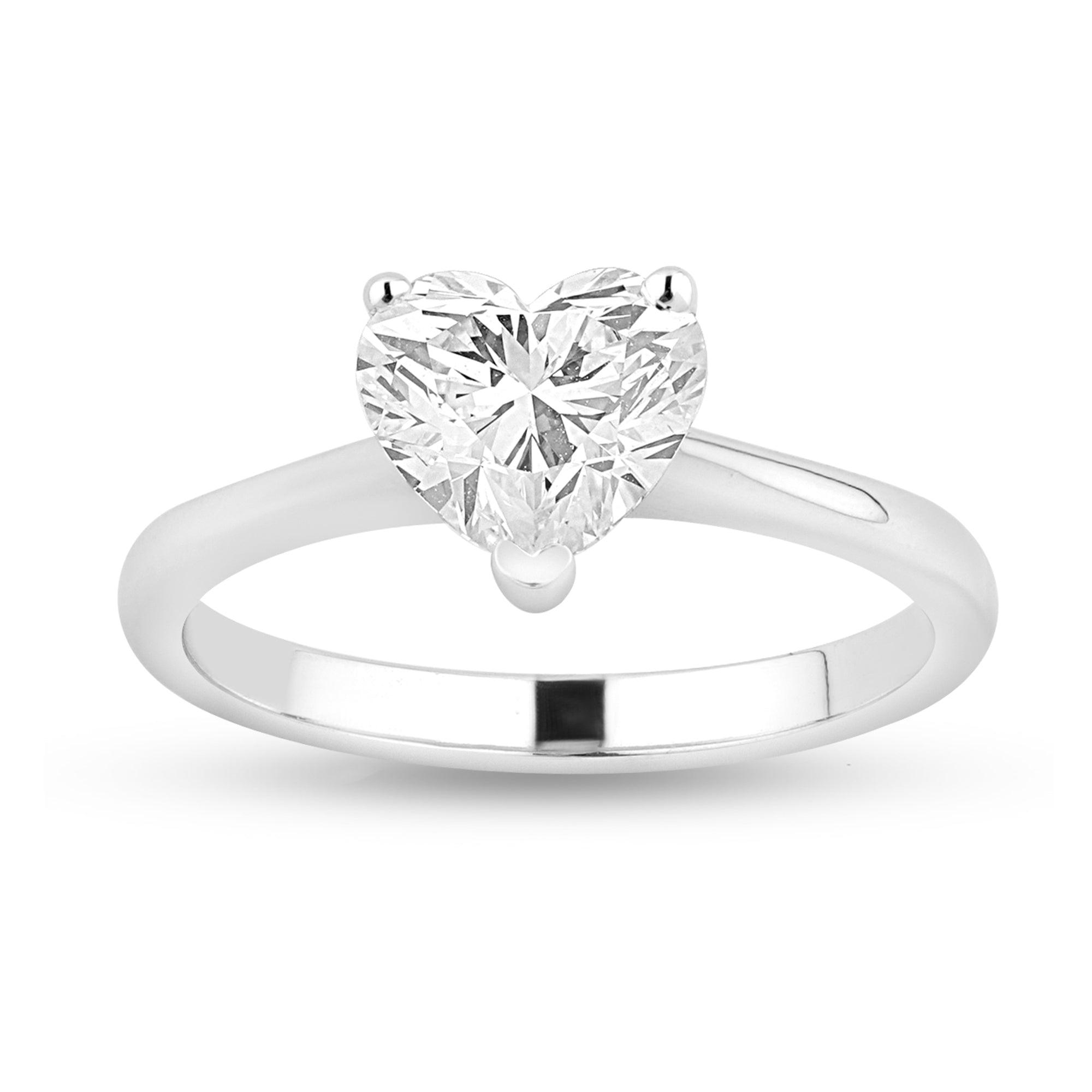 Solitaire Ring with 1.7ct Heart Lab Diamond - Harmony Bound