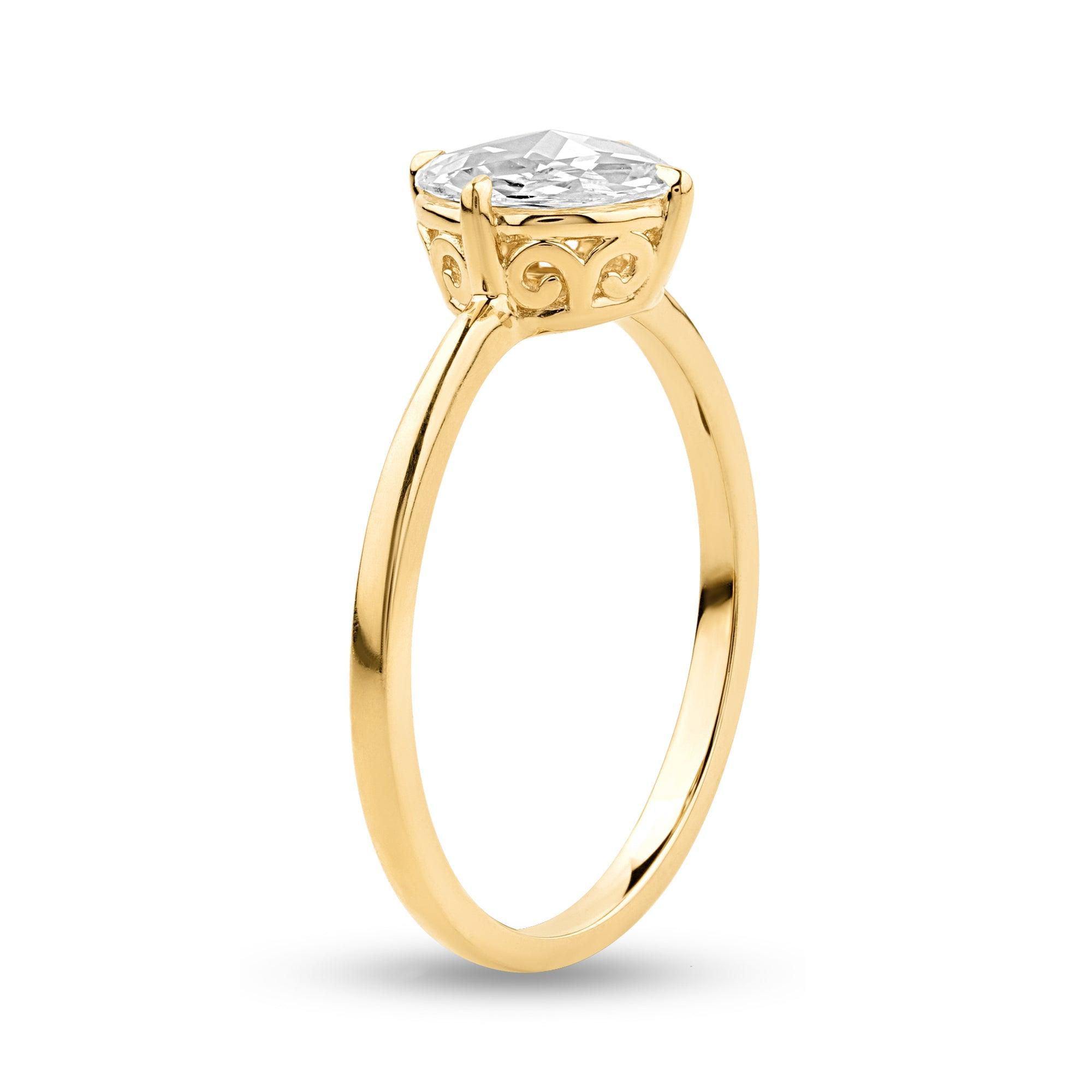 Solitaire Ring with .78ct Rose Cut Lab Diamond Stone - Harmony Bound