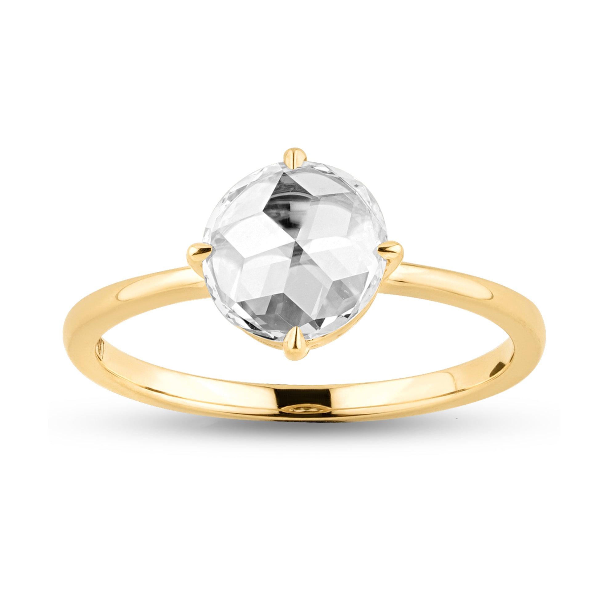 Solitaire Ring with .78ct Rose Cut Lab Diamond Stone - Harmony Bound