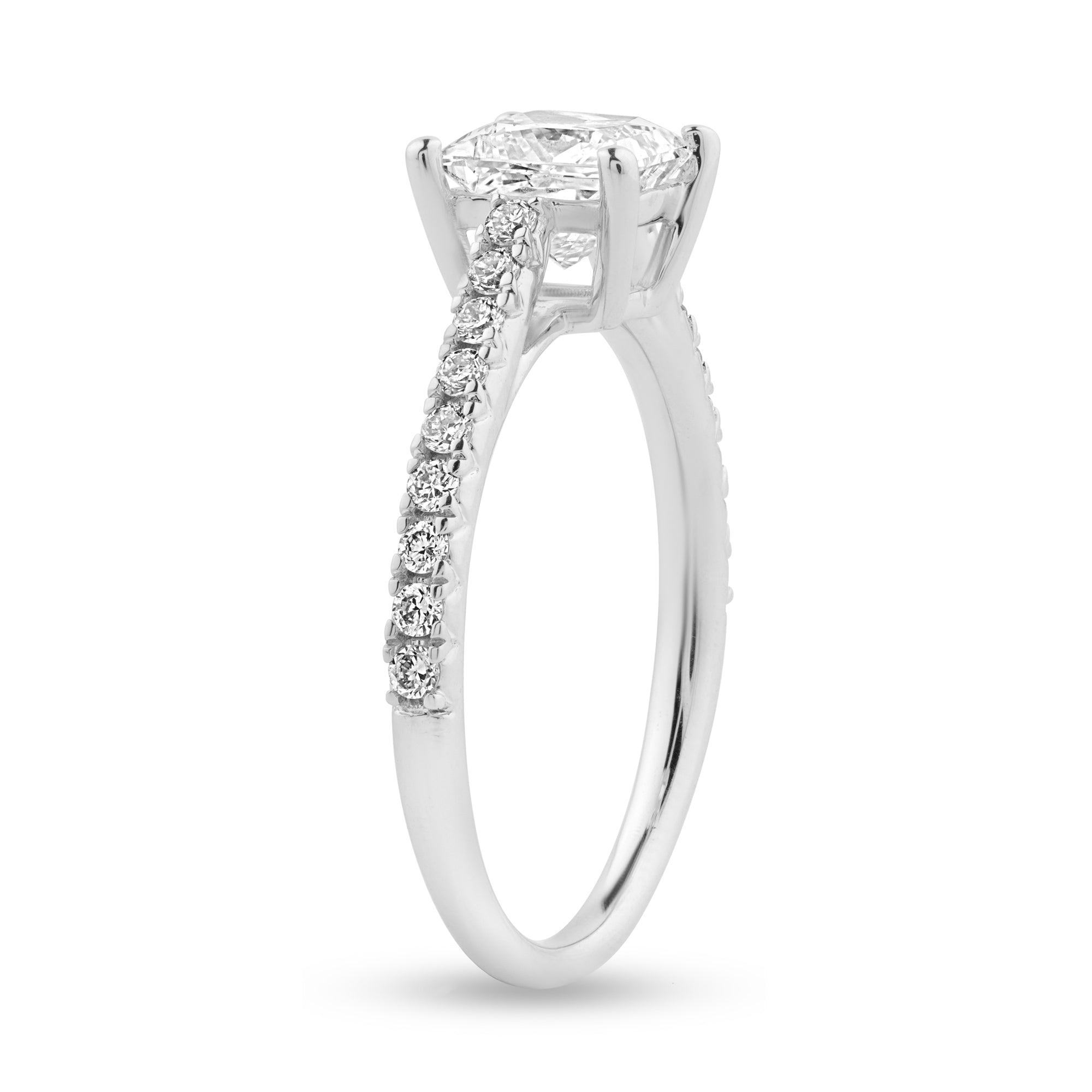 Side Stone Ring with 1ct Princess Lab Diamond Center Stone - Harmony Bound