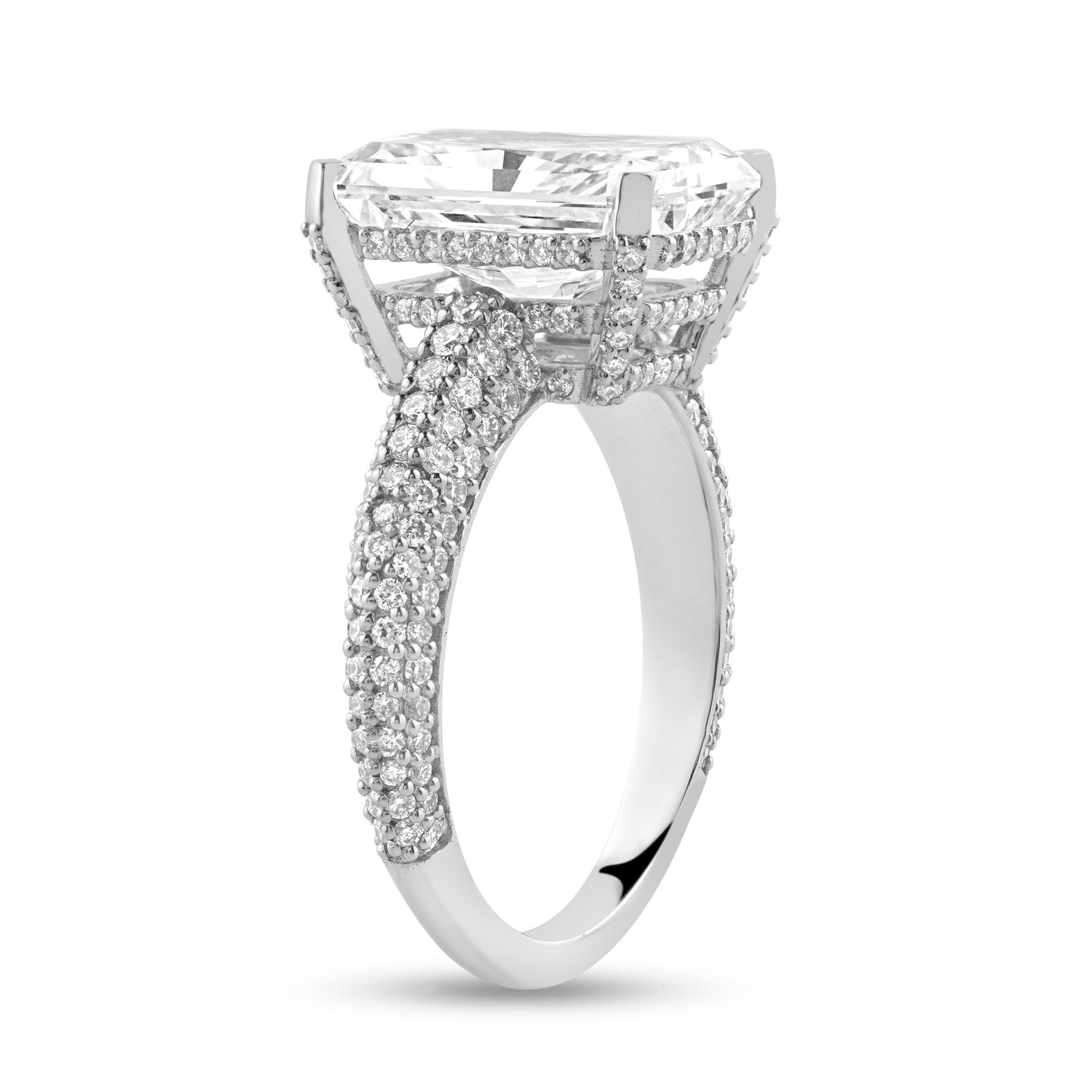Side Stone Ring with 5ct Radiant Lab Diamond Center Stone - Harmony Bound