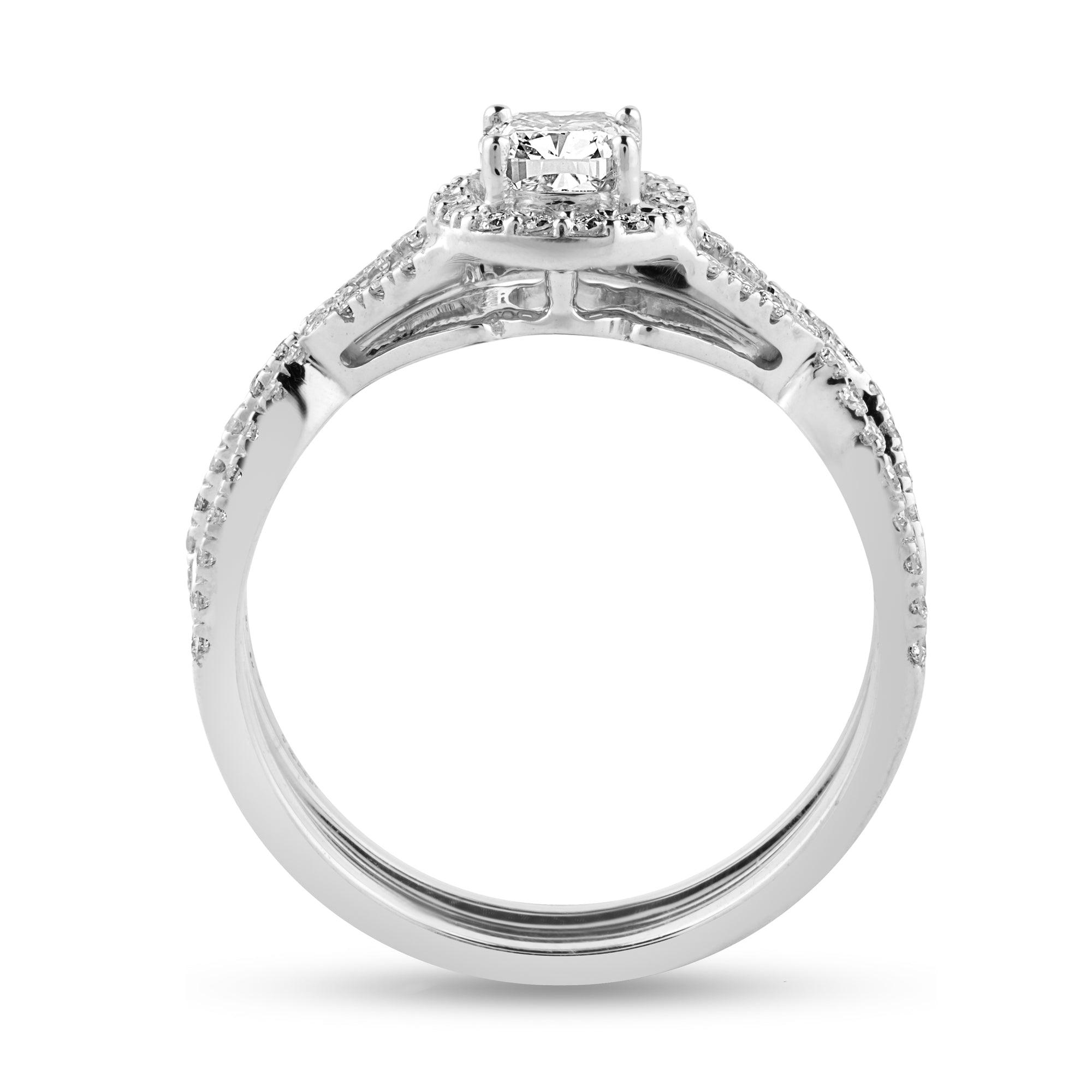 Side Stone Twined Ring with .91ct Cushion Lab Diamond Center Stone - Harmony Bound