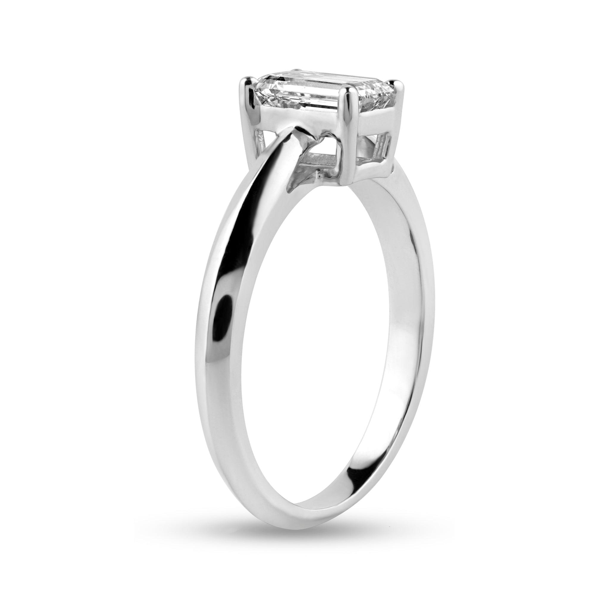 Solitaire ring with .85ct Emerald Lab Diamond - Harmony Bound